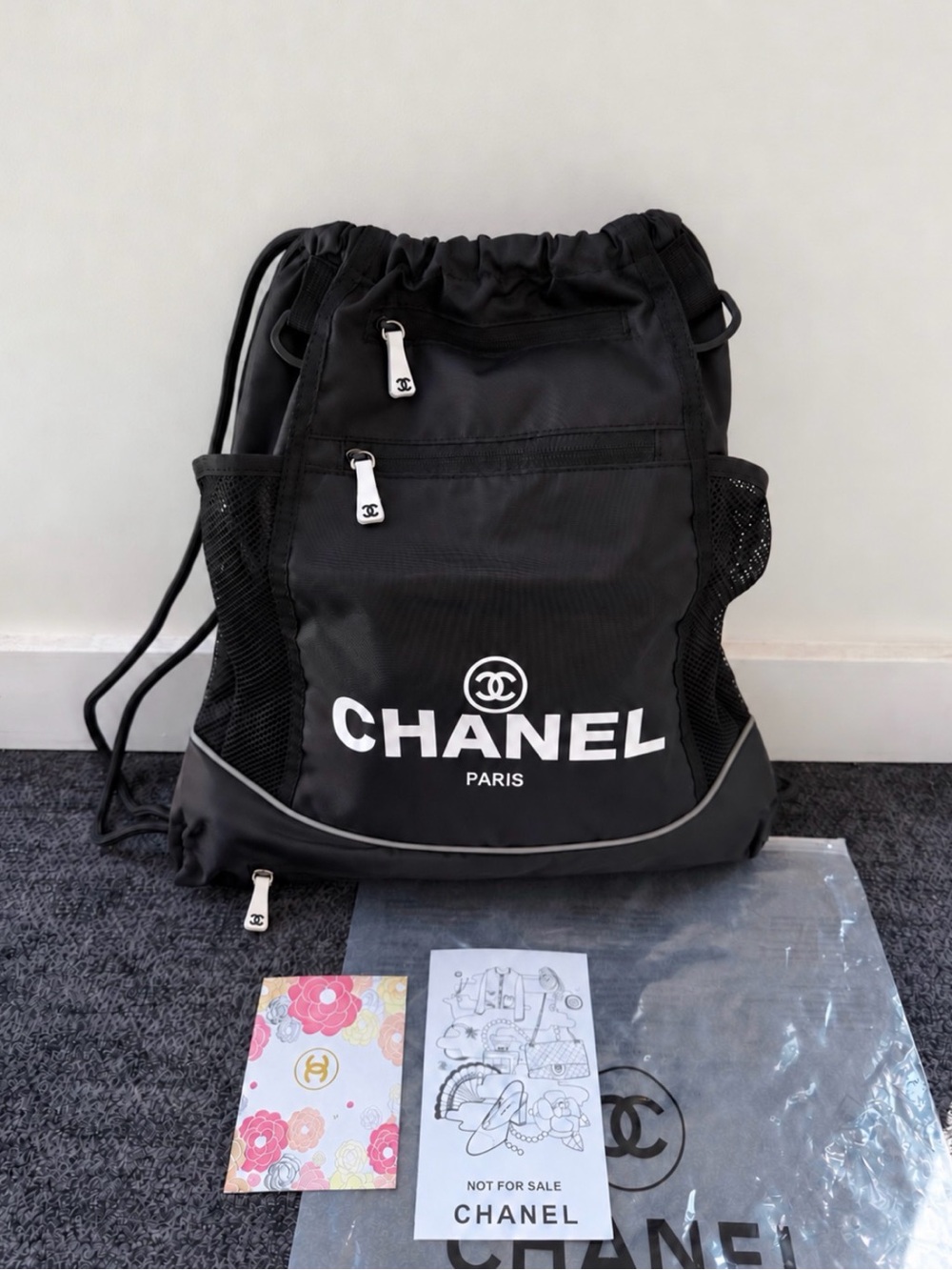 Chanel Beauty Makeup Drawstring Backpack Lightweight Travel Bag